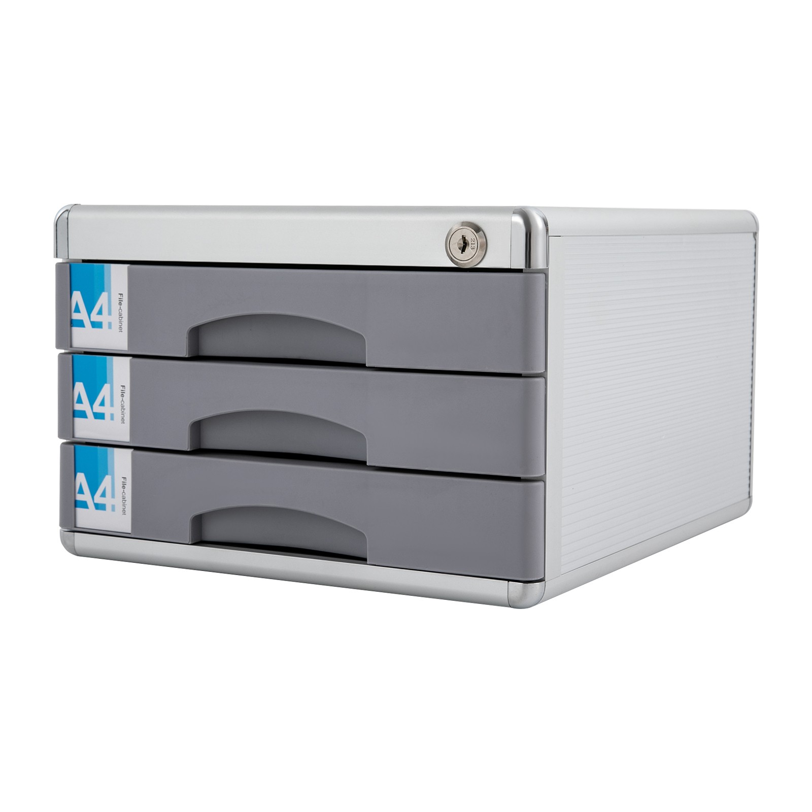 File Box Storage Filing Desk Organizer Locking File Cabinet 3 Drawers for Office