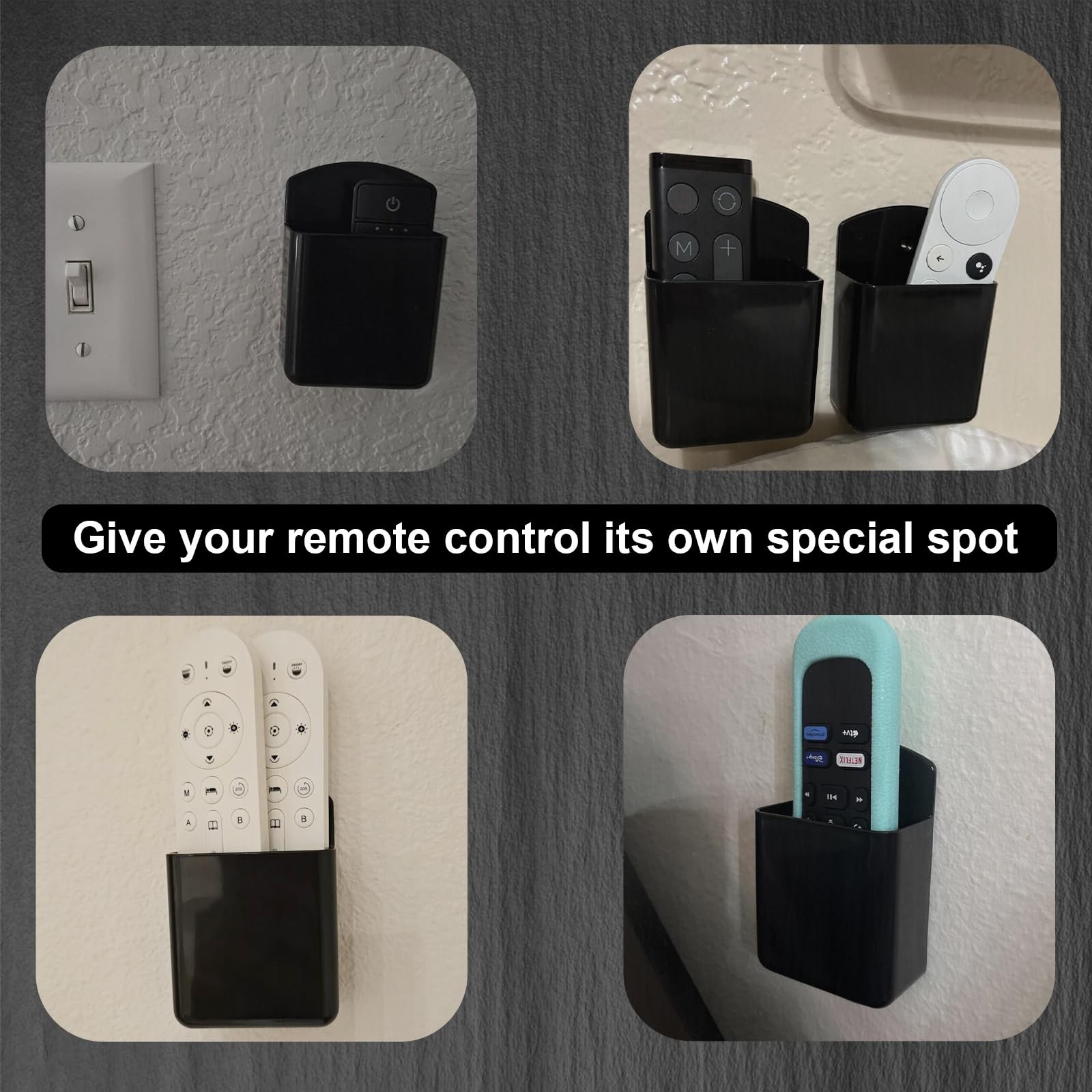 2Pcs Remote Holder Wall Mount, Remote Control Holder for AC TV, Wall Mount Box