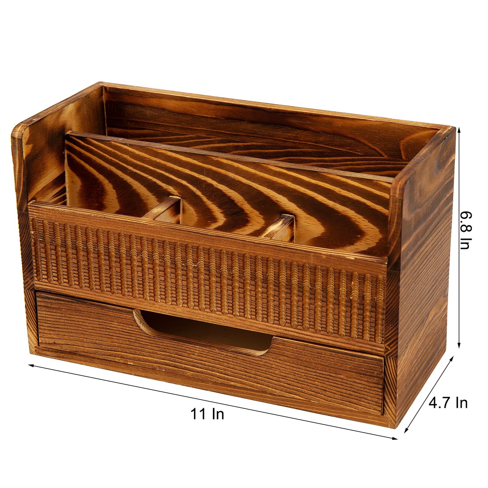 ExoLiry Rustic Brown Wood Desktop Stationery Organizer Mail Sorter Office Sup…