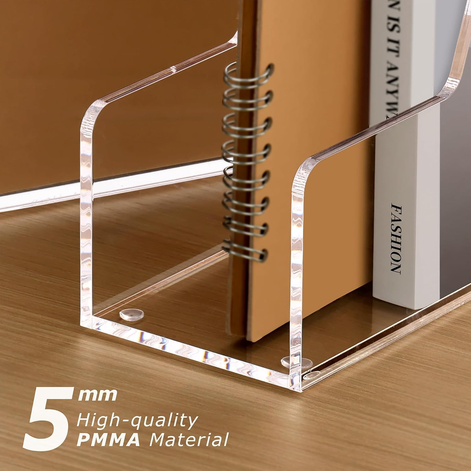 4 Pack Vertical File Holder, Acrylic Desk Organizer Magazine File Sorter for Mag