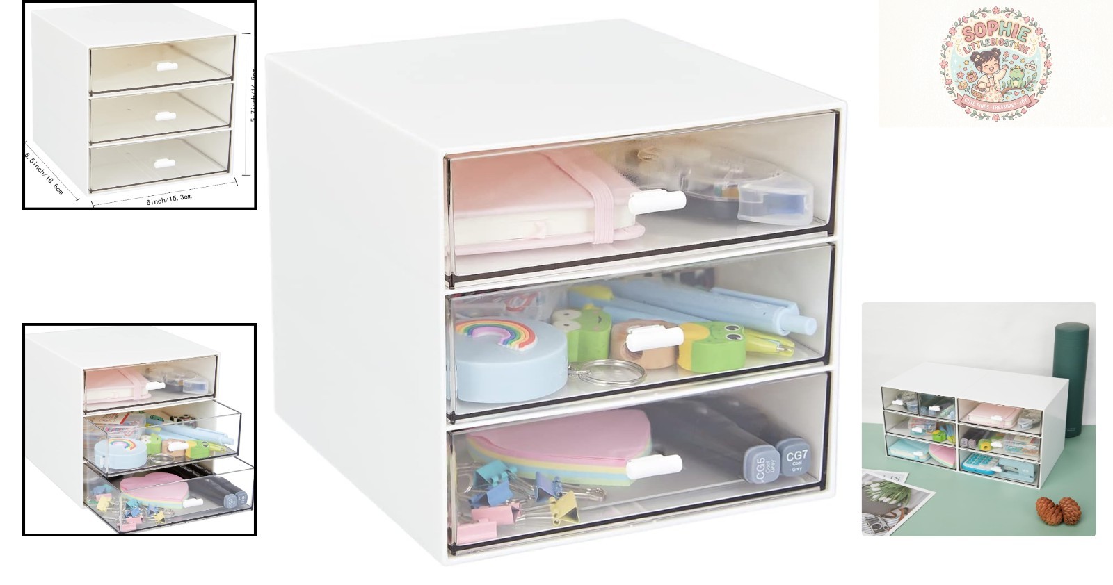 Compact Clear Plastic Desk Organizer with 3 Drawers – Tidy Your Workspace Today!