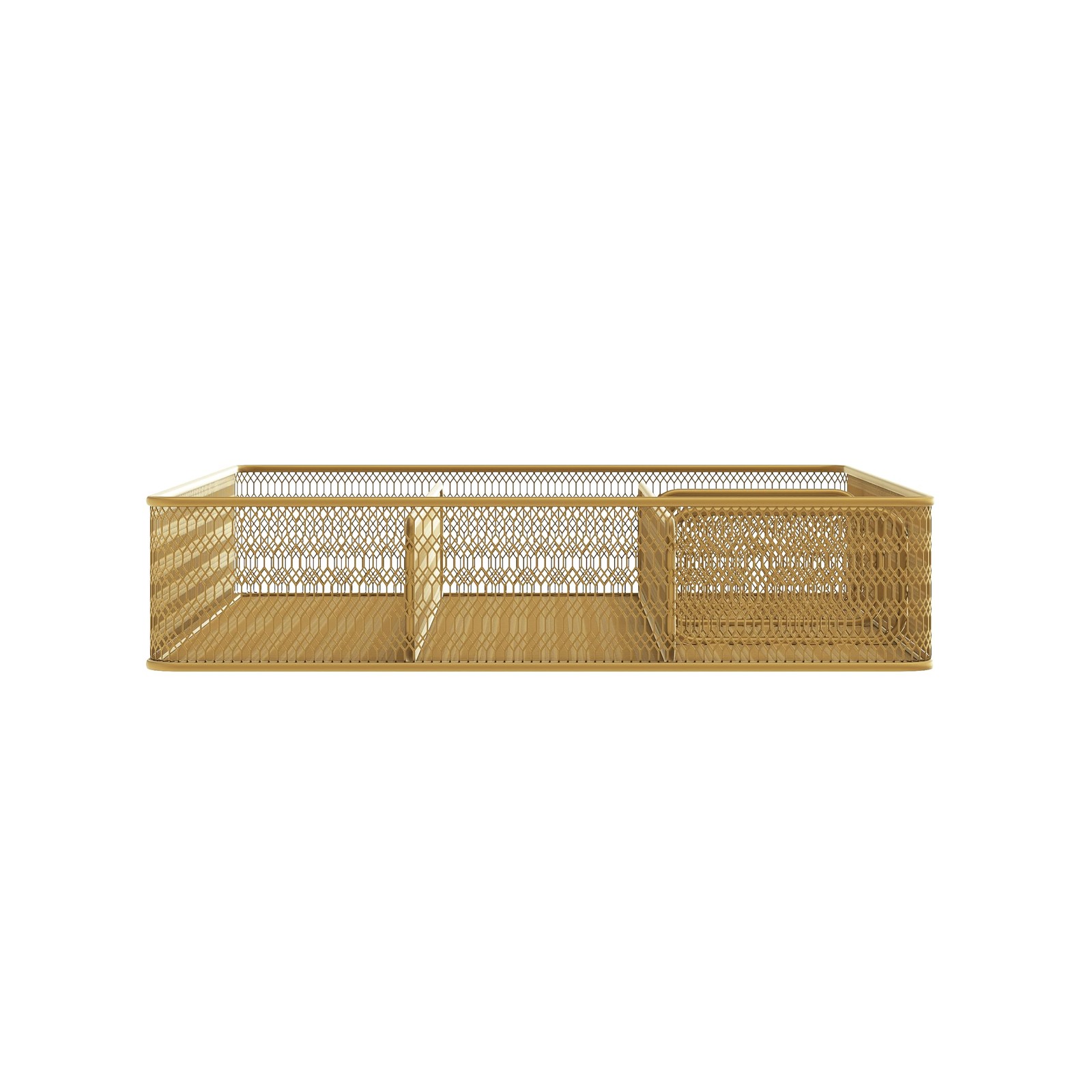 Martha Stewart Ryder Gold Mesh Metal 6 Compartment Large Desk Drawer Organizer
