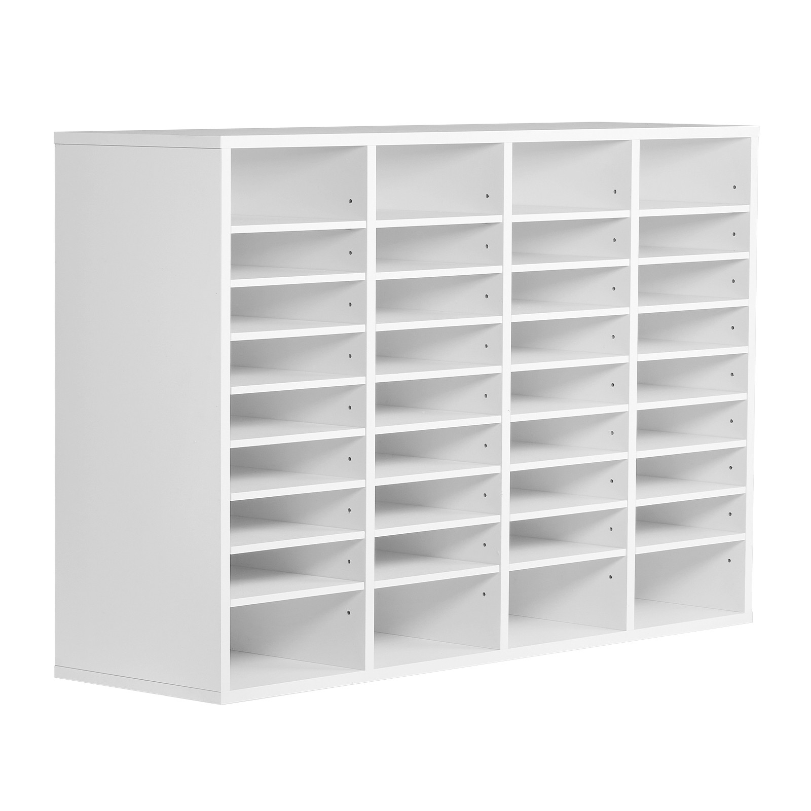 Wooden Literature Organizer 36 Compartments with Adjustable Shelves White