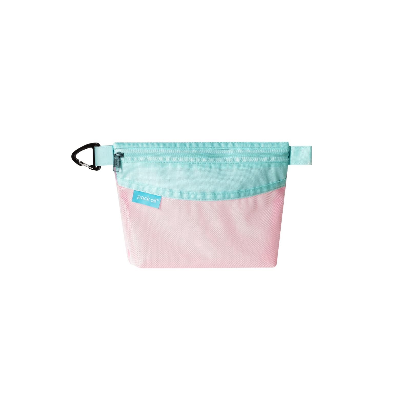 Small Pink Water-resistant Mesh Zipper Pouch for Storage, Travel, Office
