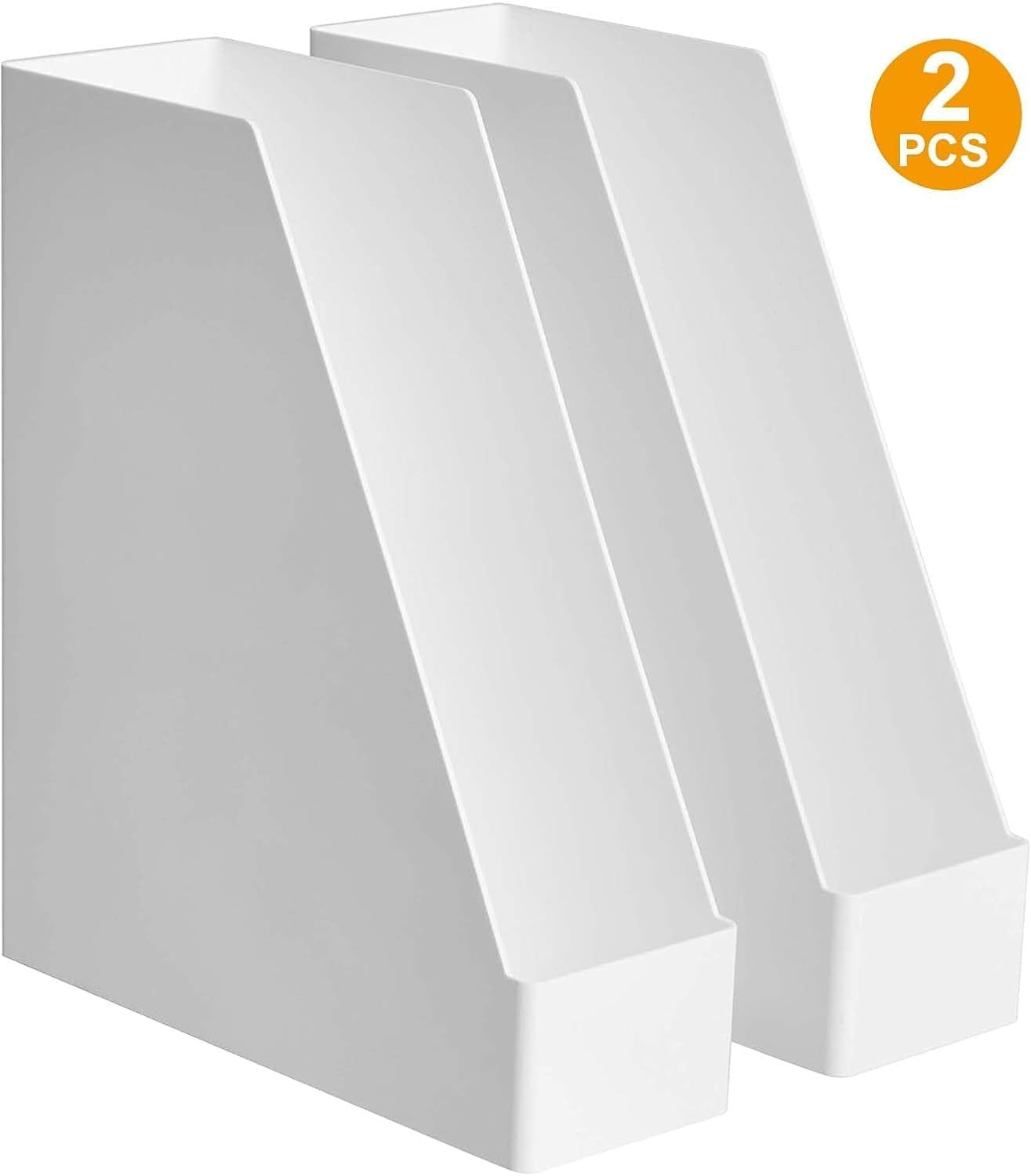 Rectangular Plastic Desk Organizer, Magazine Rack, White, 2-Pack