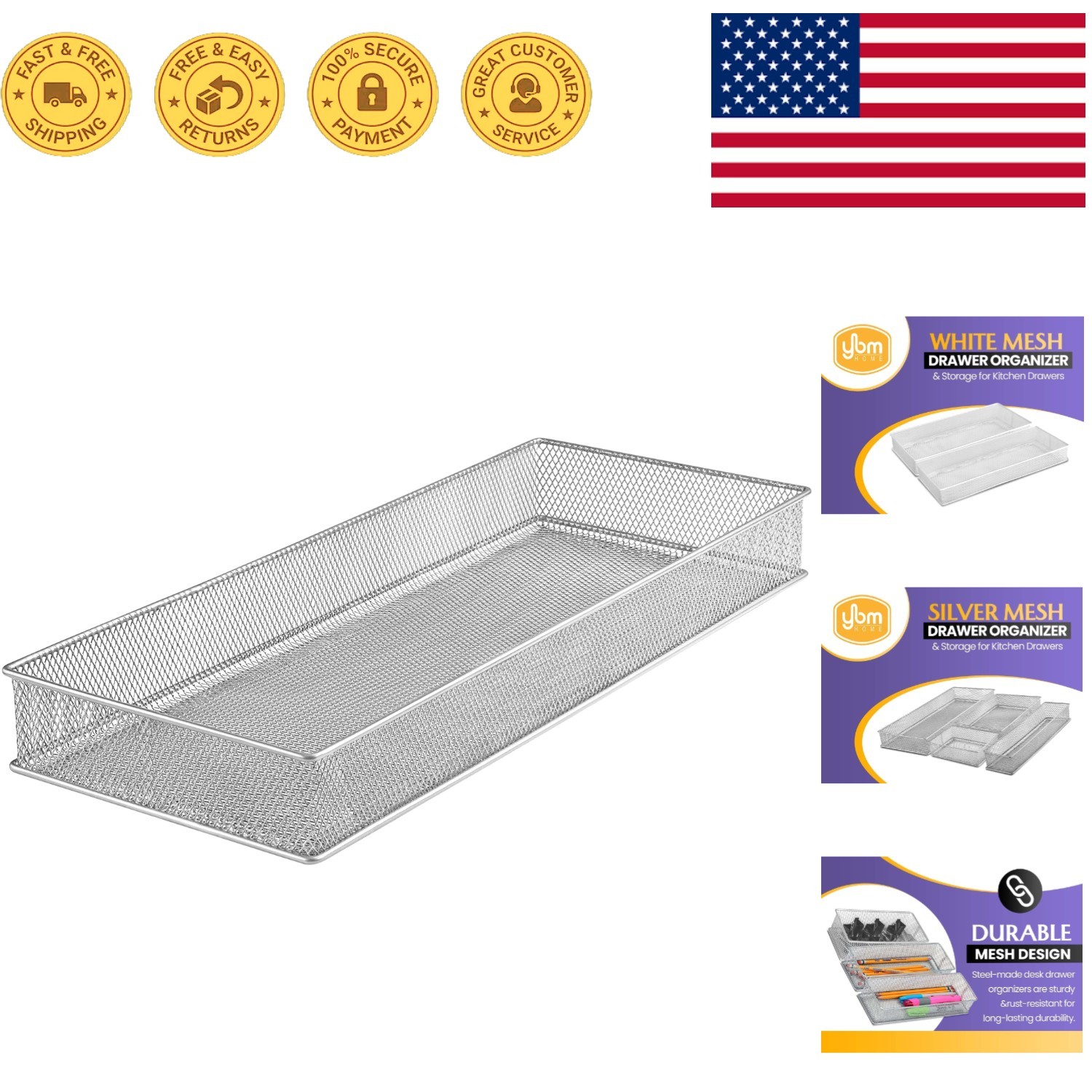 Lightweight Silver Wire Organizer Bin – Ideal for School Office Supplies & More