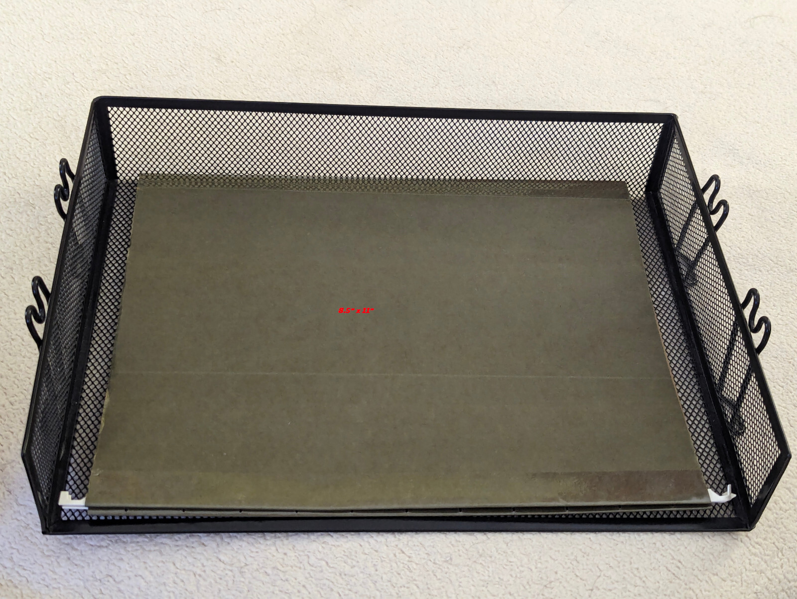 8.5 x 11 inch Black Metal Tray for Hanging File Folders or Paperwork