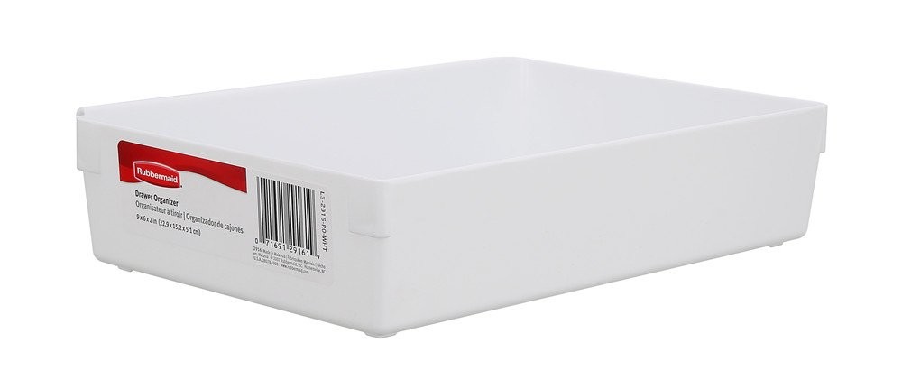Rubbermaid Drawer Organizer, 9 by 6 2-Inch, White Adjustable,