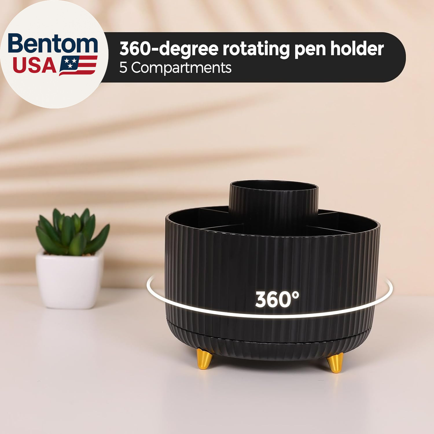 Black Office Supplies, Black Office Desk Accessories 10PCS, Pencil Holder for De