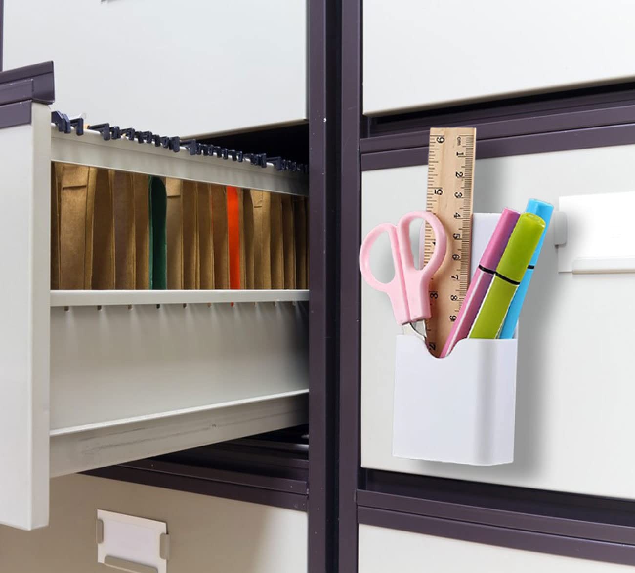 Magnetic Marker Holder Pen Holder for Whiteboard Fridge Organizer 2Pack White