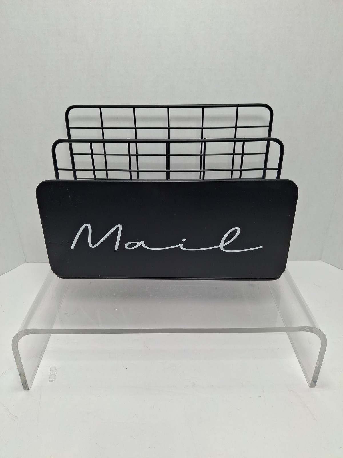 Black Metal Mail Organizer Desktop Letter Sorter File Holder Meijer 10×6.5×5