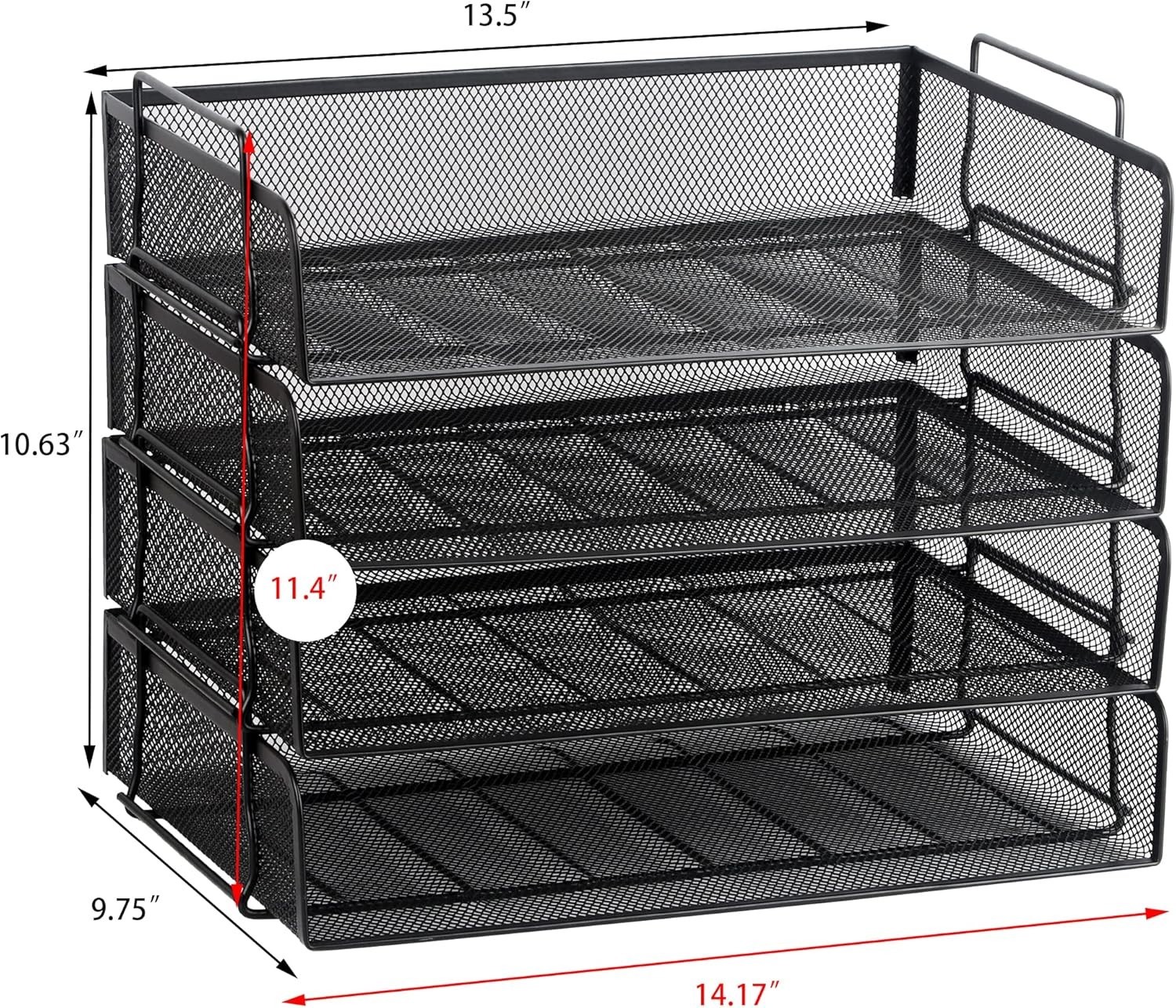 Sturdy 4 Pack Desk Paper Tray Set – Lightweight Metal Document Organizers
