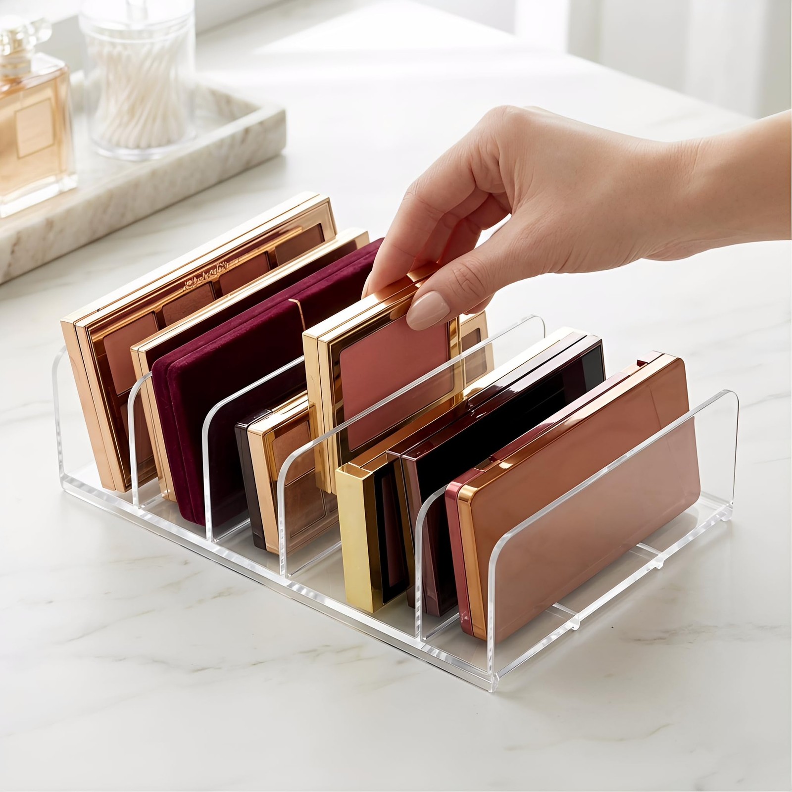 Makeup Palette Organizer, 2 Pack Clear Large 7-slot+Small 7-slot,