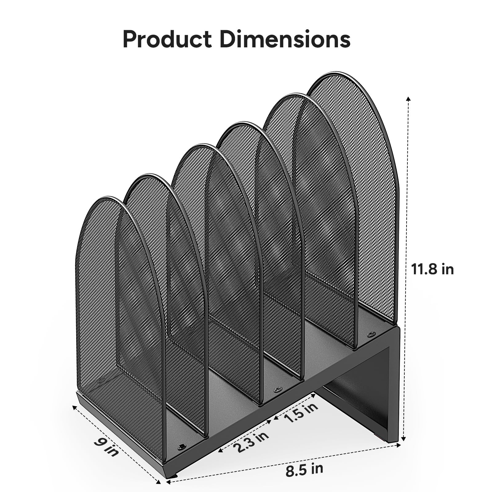 5 Section Desk File Organizer Metal Mesh Folder Holder Documents Mail Paper