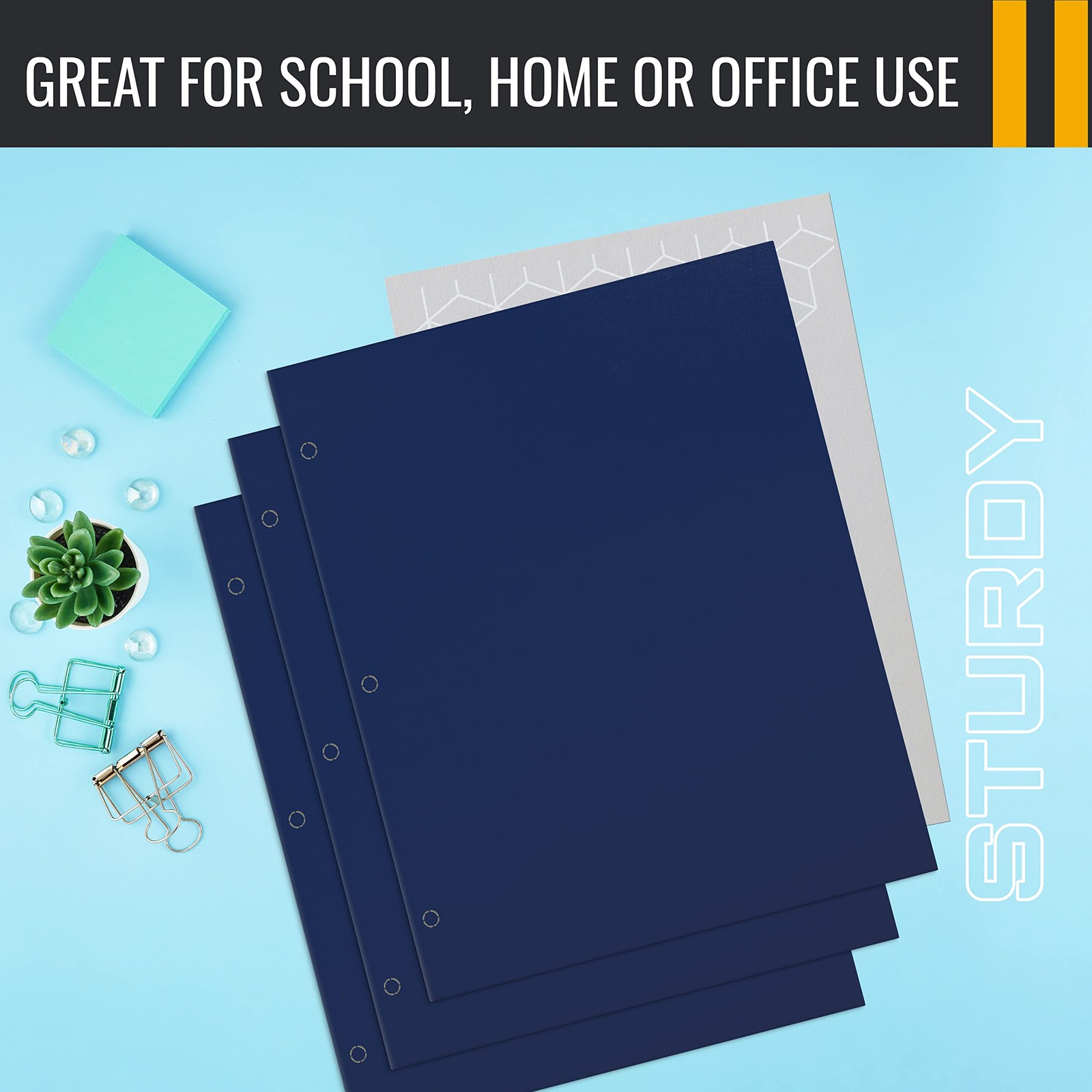 Two Pocket Portfolio Folders, 50-Pack, Blue, Letter Size Paper Folders, 50 Pi…