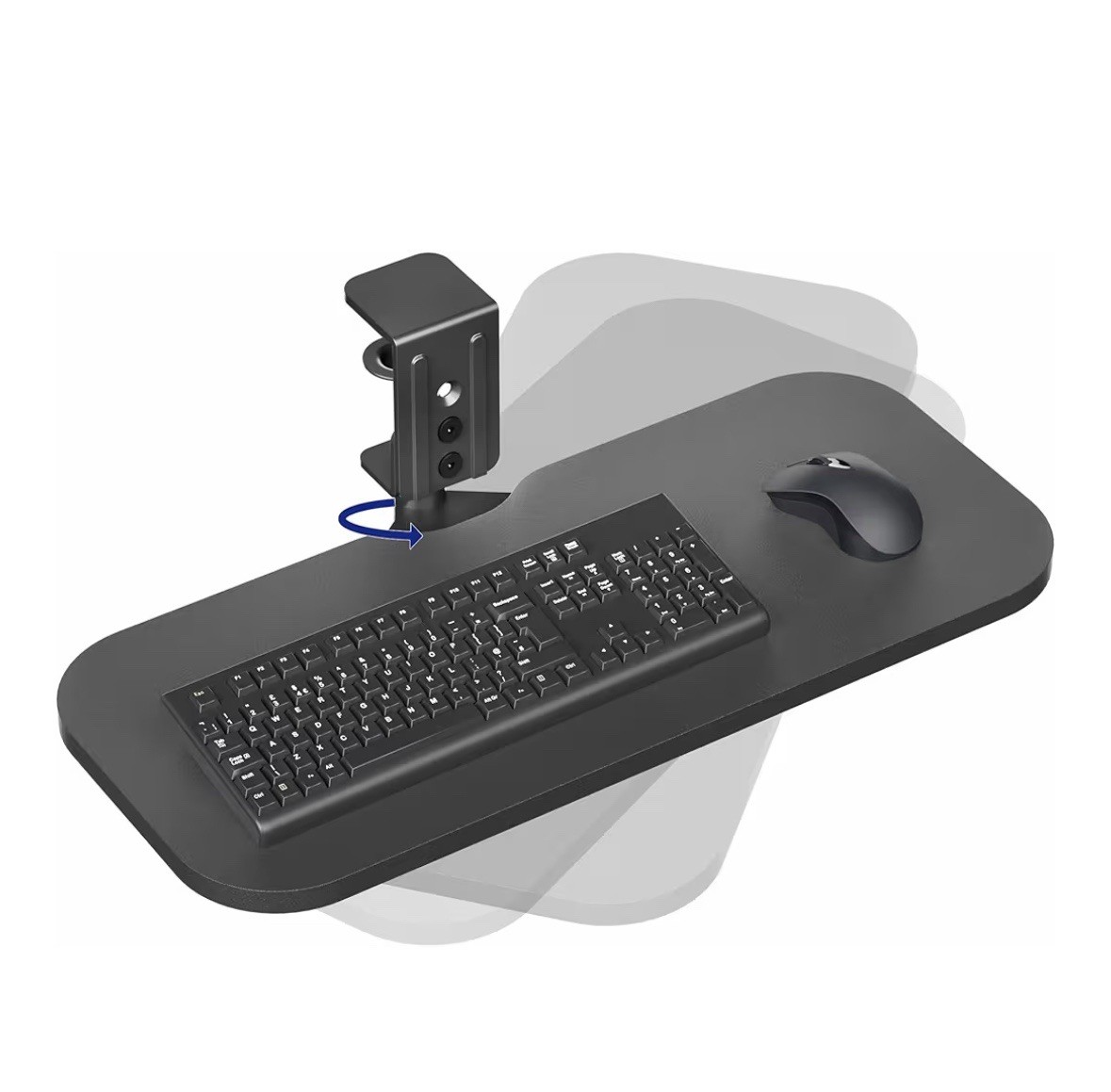 VIVO Clamp On Keyboard Tray 23×10 Rotating Under Desk Ergonomic Black