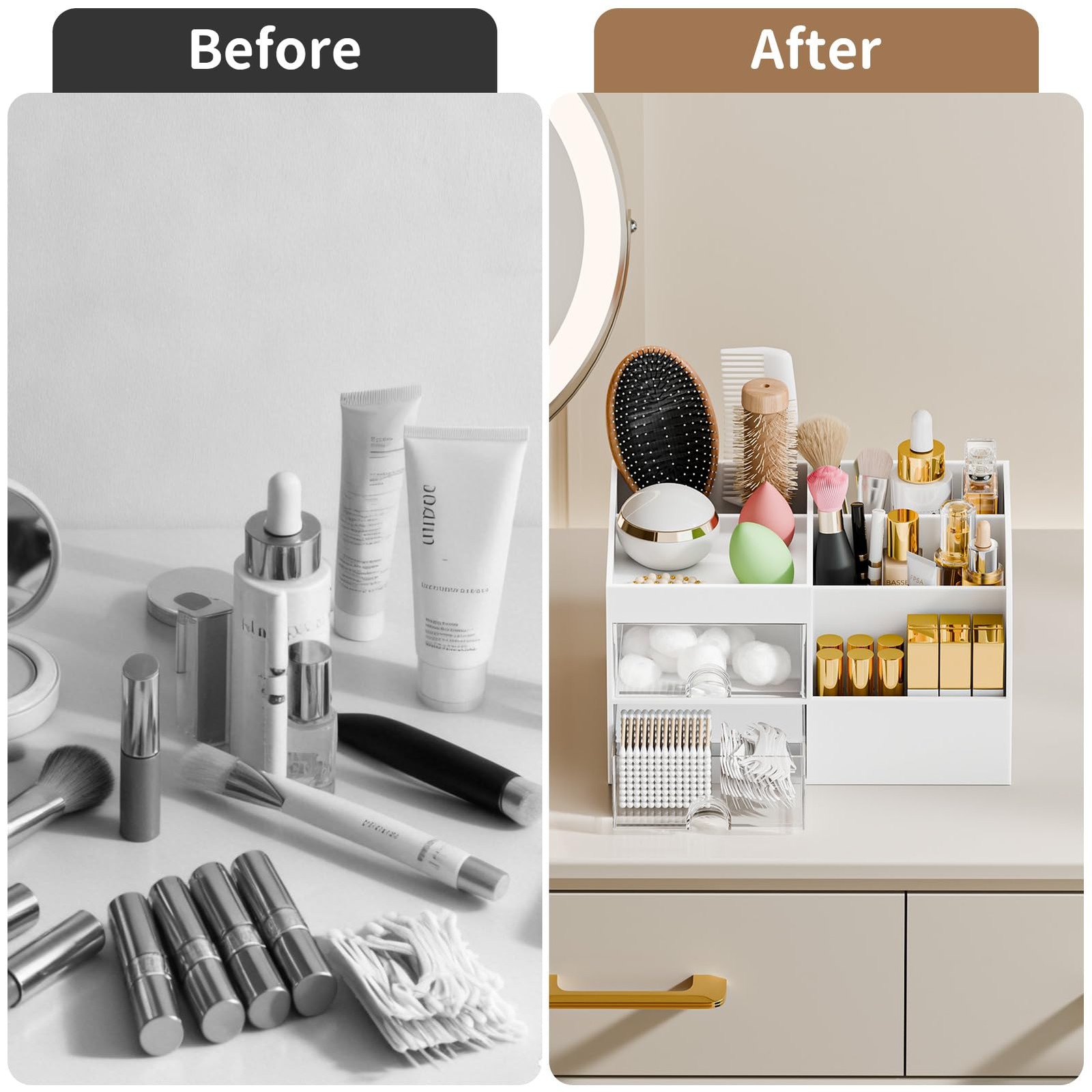 Makeup Organizer with 2 Drawers, Organizers Organizer, White