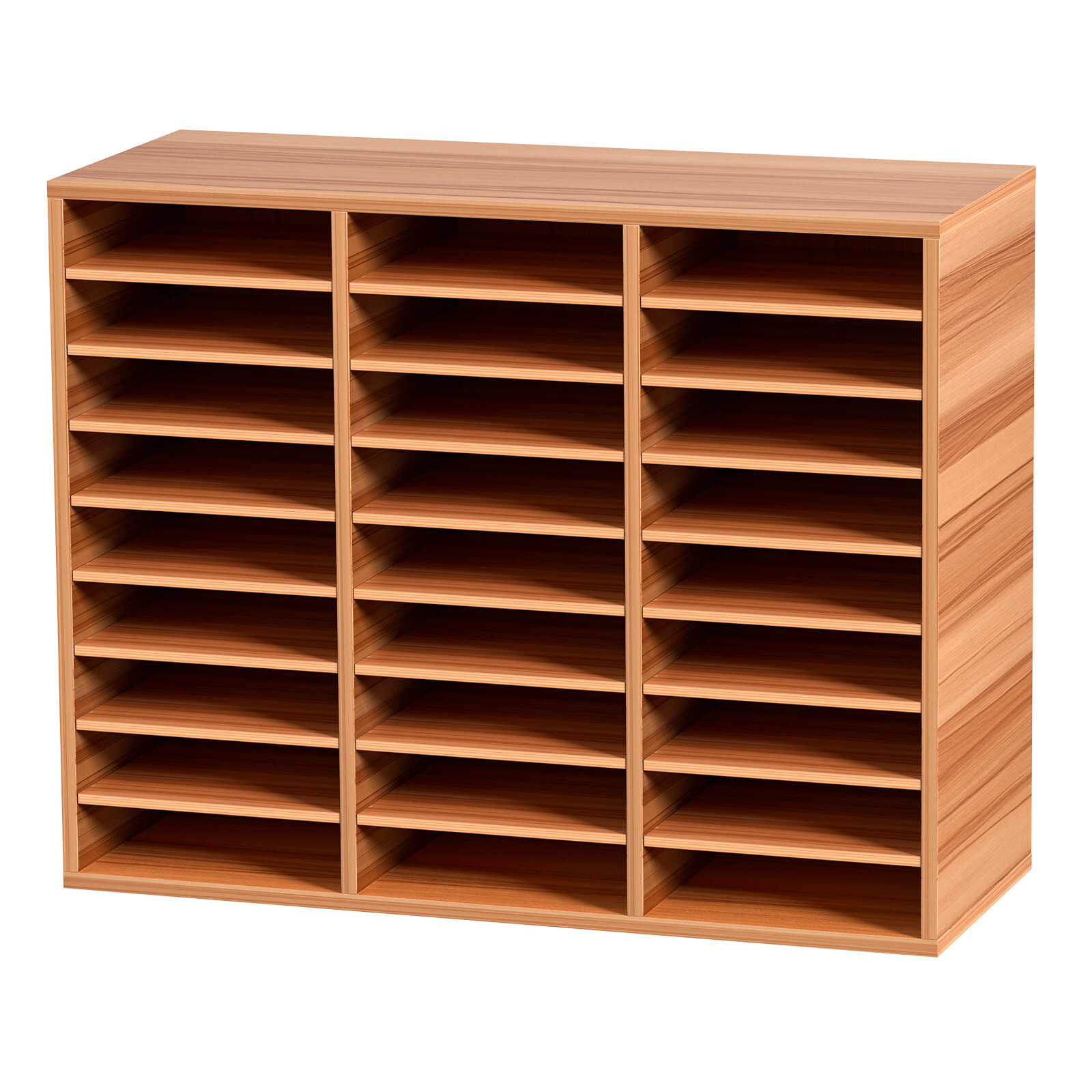 Wood Literature Organizer File Sorter Paper Storage Holder 27 Slots White