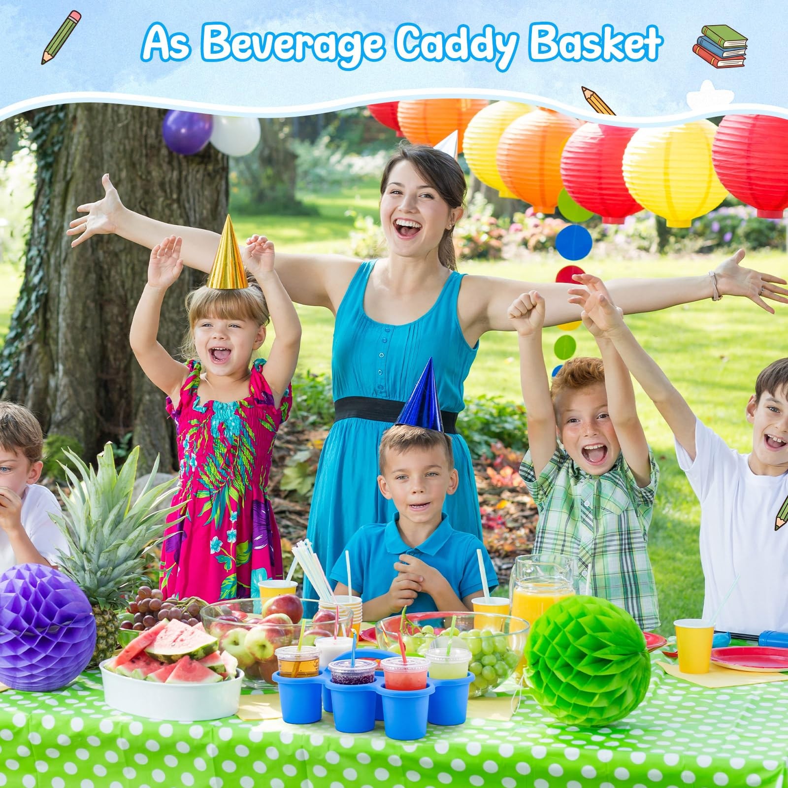 12 Pack Classroom Caddy, Stackable Plastic Caddy Storage Basket with Handle f…