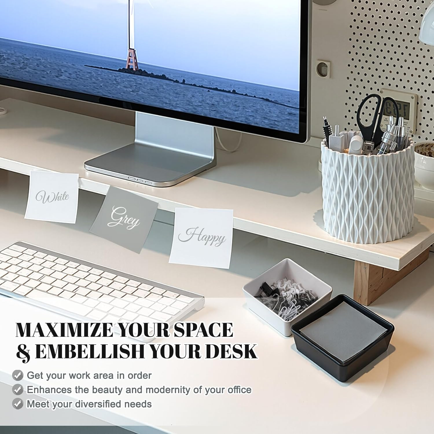 27 Pcs Black and White Desk Accessories Gift for Aesthetic Desk Organizer White