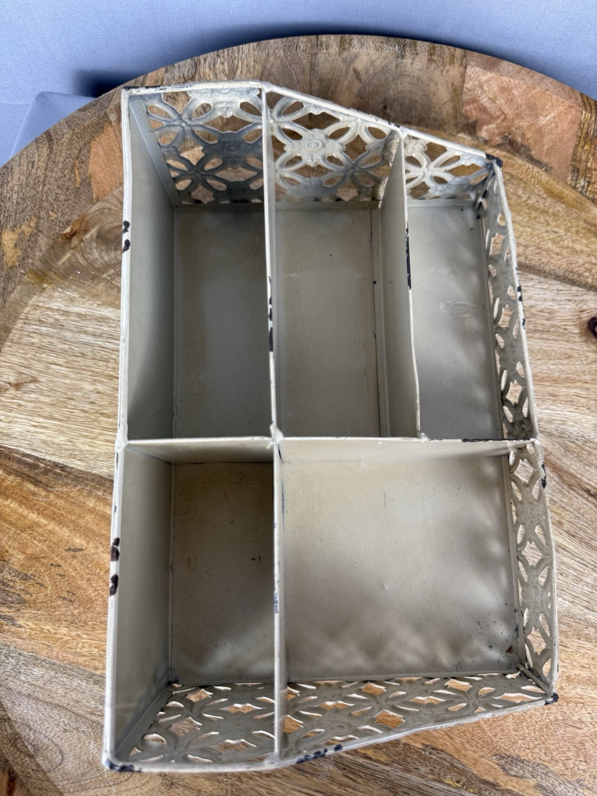 Farmhouse Metal Organizer Mail Sorter Desk Caddy Rustic Distressed