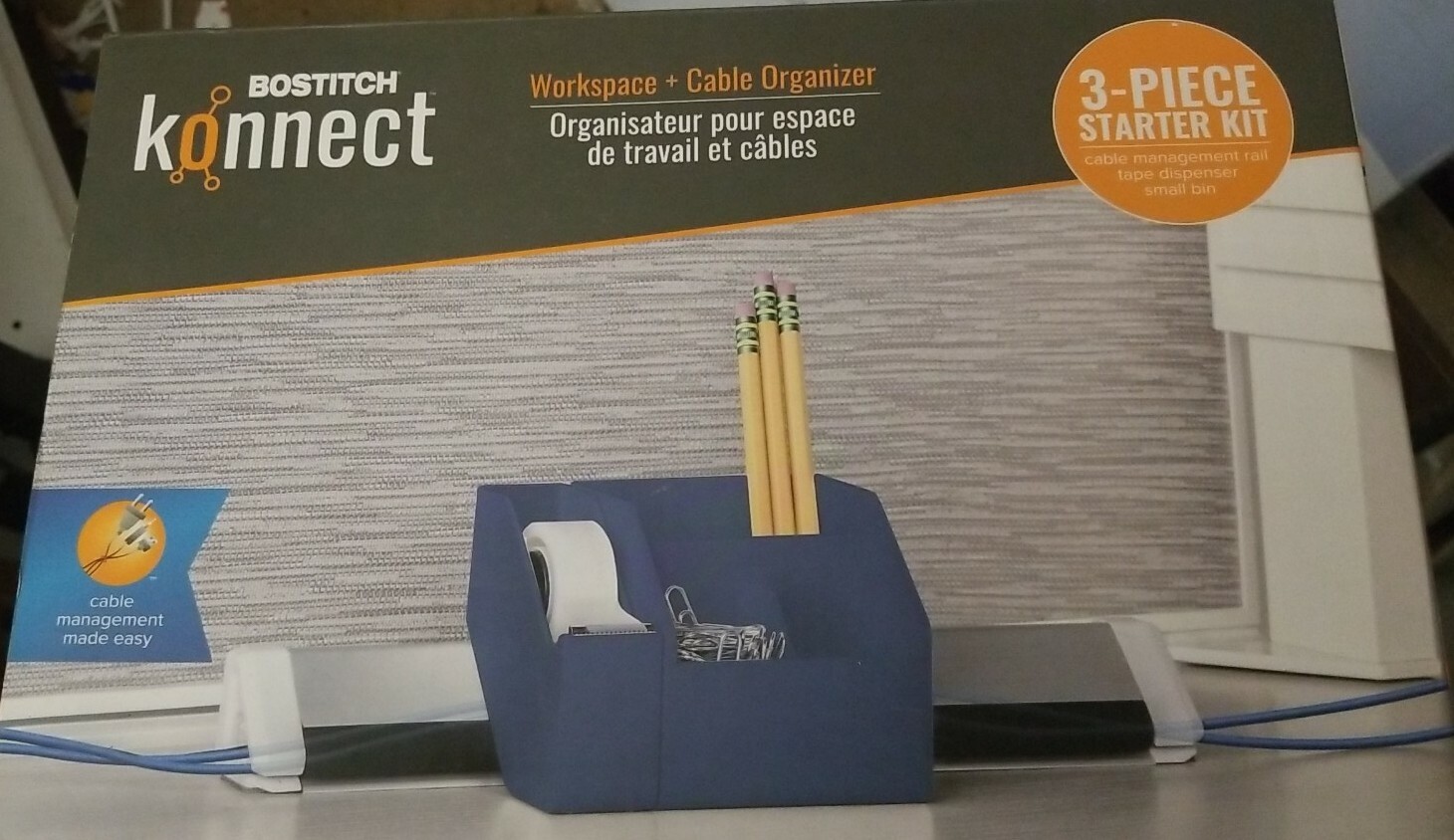 Bostitch Office Konnect 3 Piece Workspace + Cable Organizer Blue (KT-KIT1-Blue)