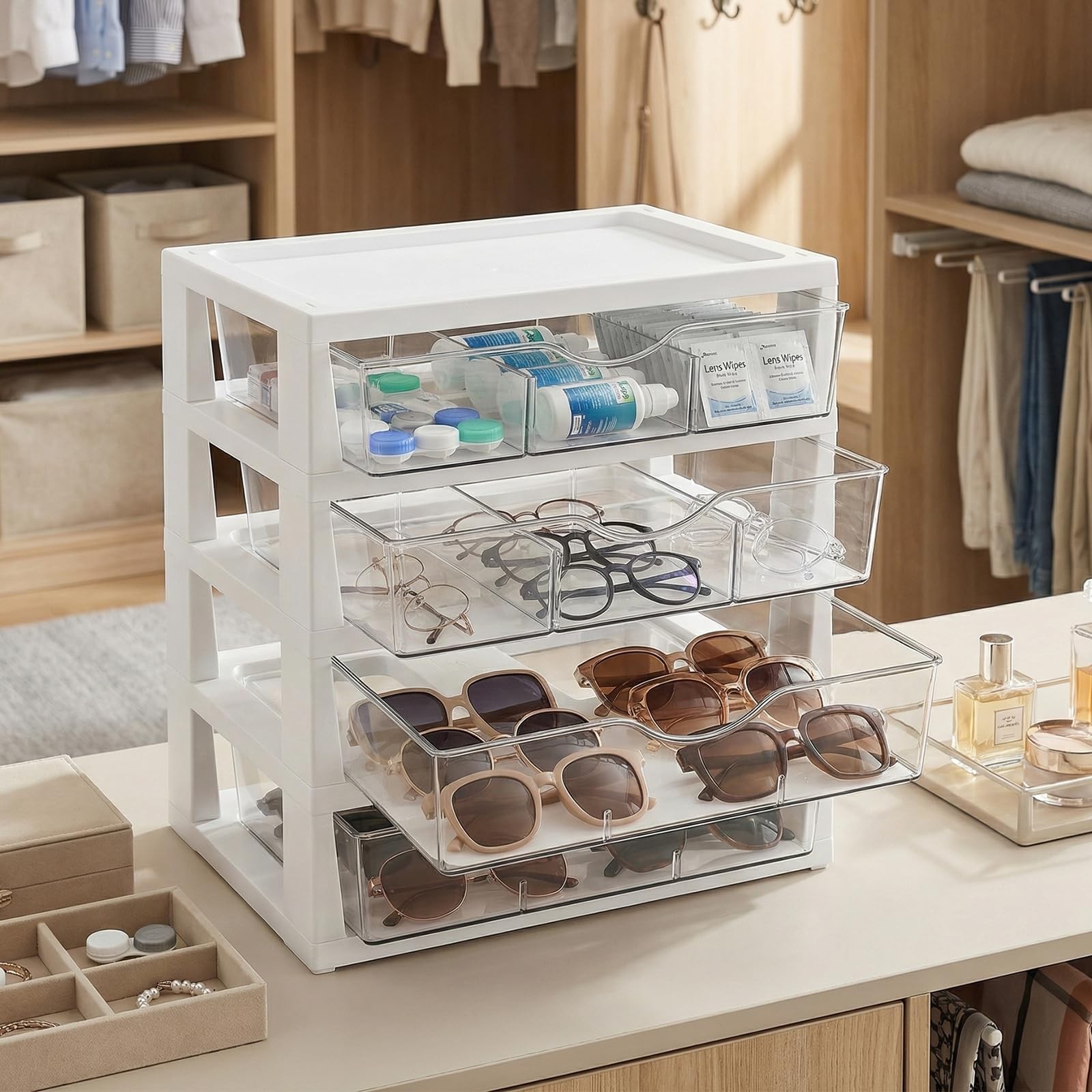 4-Tier Desk Organizer with Drawers, Assemble Office Paper Organizer Drawers, …