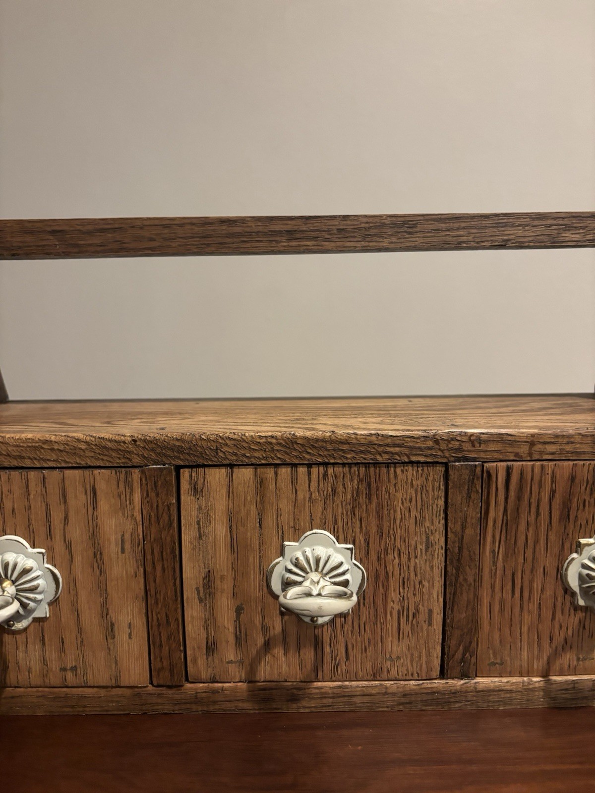 3 Drawer Wooden Desk Organizer Vintage Style Rustic Wood Desktop Cubby Handled