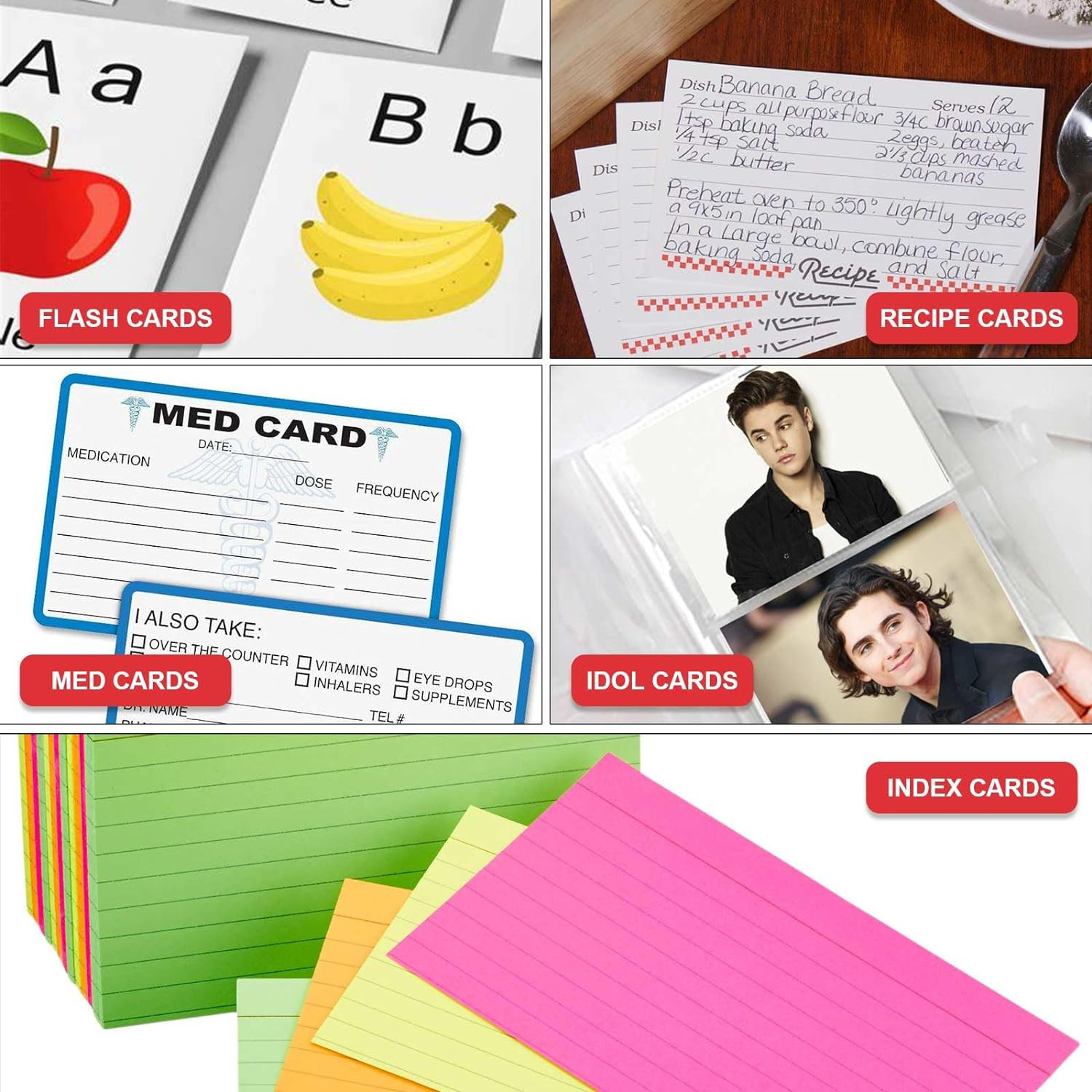 2 PCS 3X5 Index Card Organizer, Index Cards Clear Plastic Holder