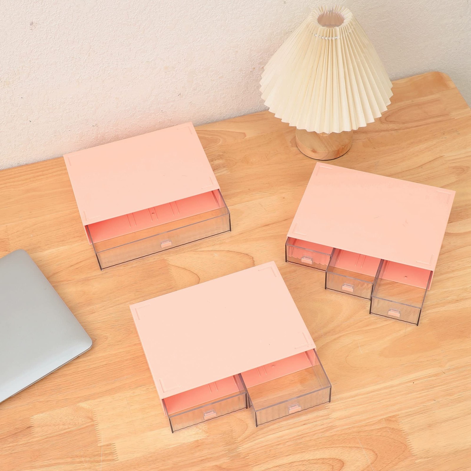 Ykpokir Desktop Organizer Drawers Stackable 3 Tier Storage Pink Accessories