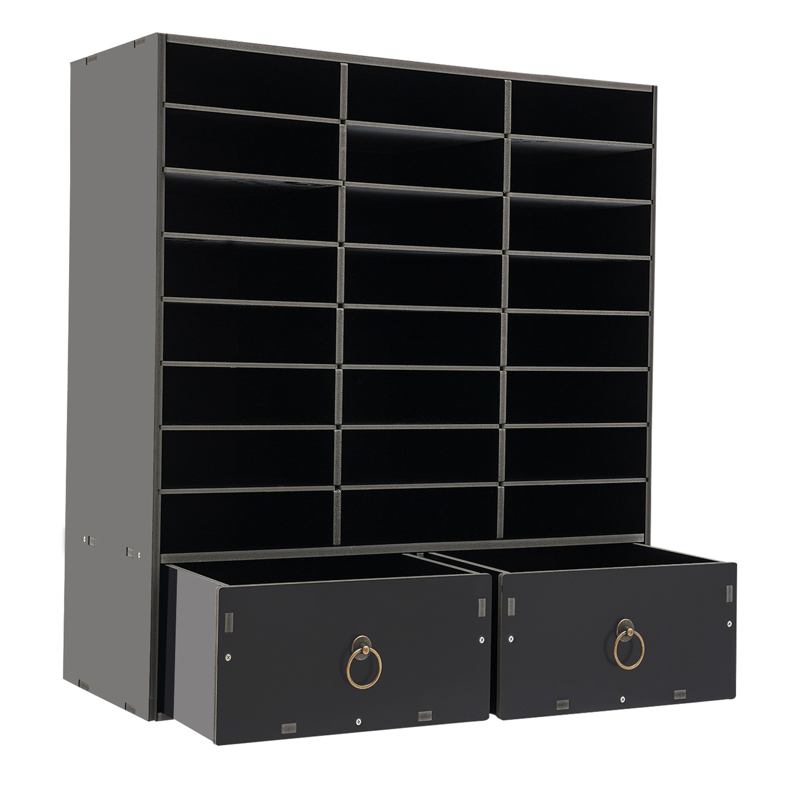 Paper and Mail Organizer, Storage Cabinet with 24 Compartments+2 Drawers Office