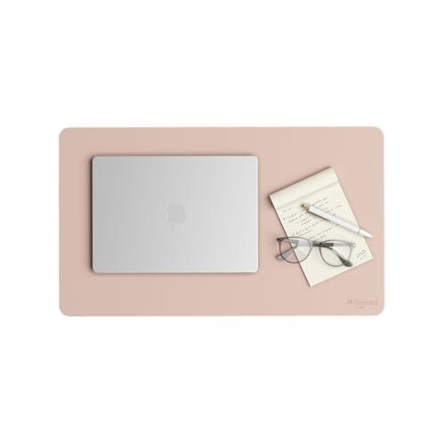 Smead Desk Pad, Vegan Leather Desk Mat with Non-Slip Small (23.6″x13.7″) Pink