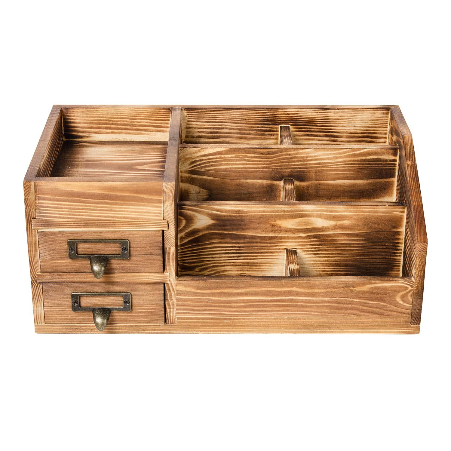 Liry Products Rustic Wooden Desktop Organizer Office Supplies Brown Tabletop …