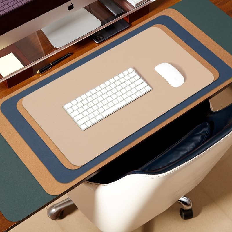 Cork Desk Mat – Dual-Sided Pad for Office and 27.6″x 13.8″, Dark Green