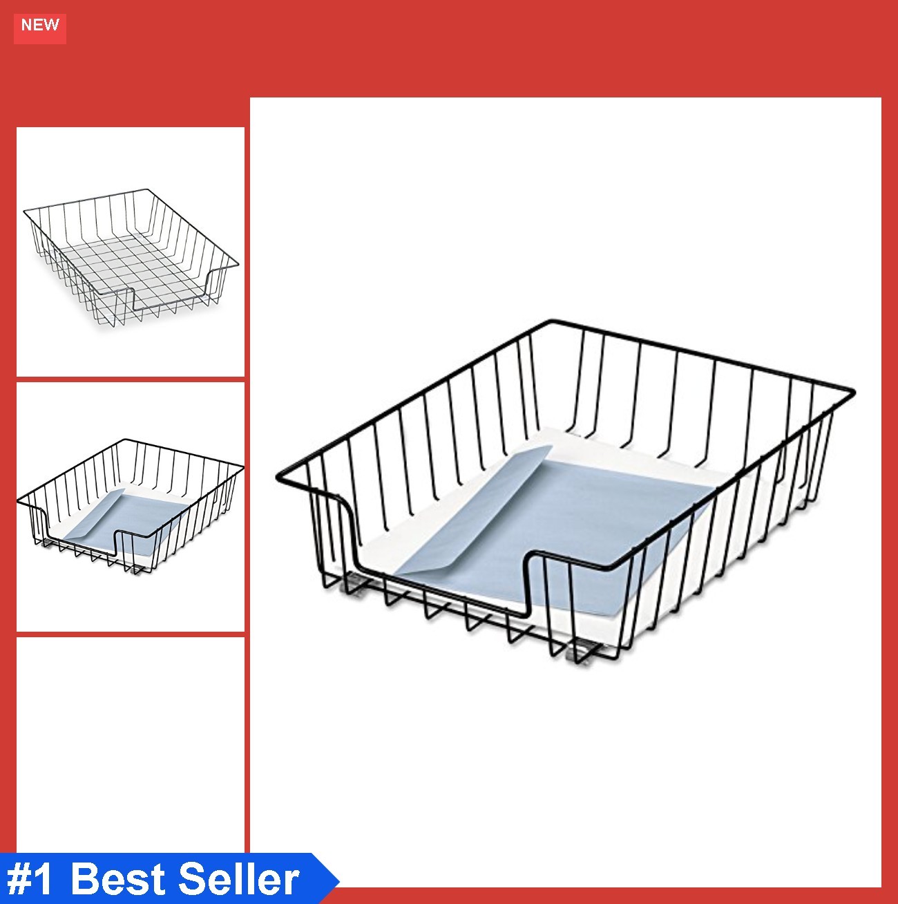 Desk Tray Organizer 3 Inch Steel Wire Black Letter Stacking File Mail Sorter