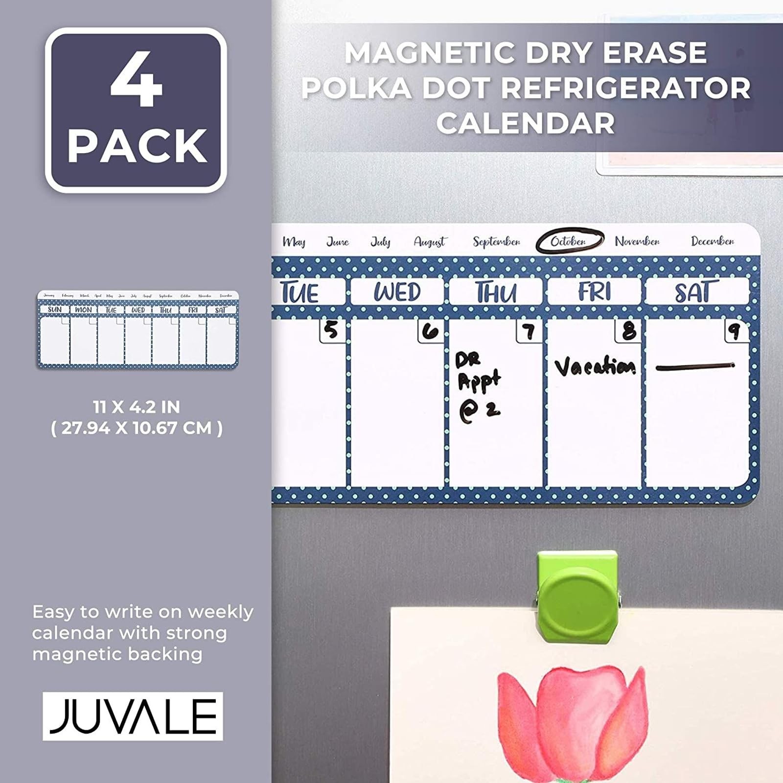 Juvale Dry Erase Weekly Calendar Magnet – Magnetic for white