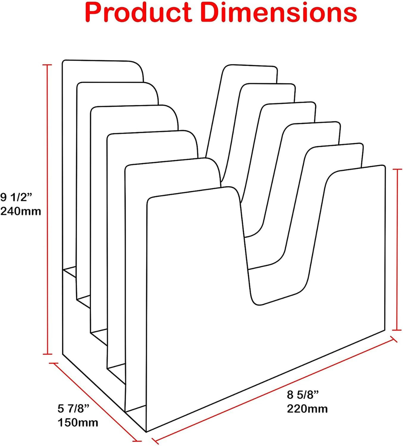 5 Section Incline File Sorter Organizer, Mail, Folder, Letter Desk Organizer, Ra