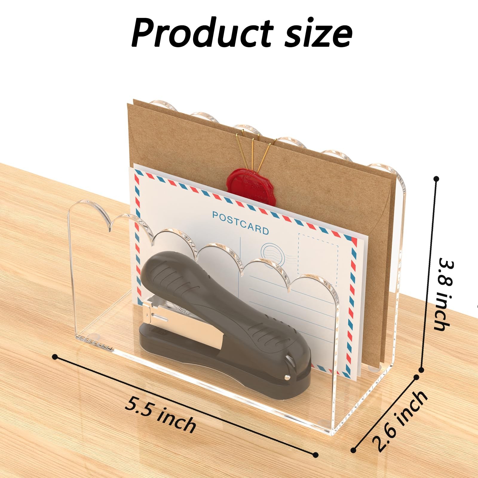 1-Slot Acrylic Mail Organizer for Desktop – Scalloped Clear Document Sorter, …