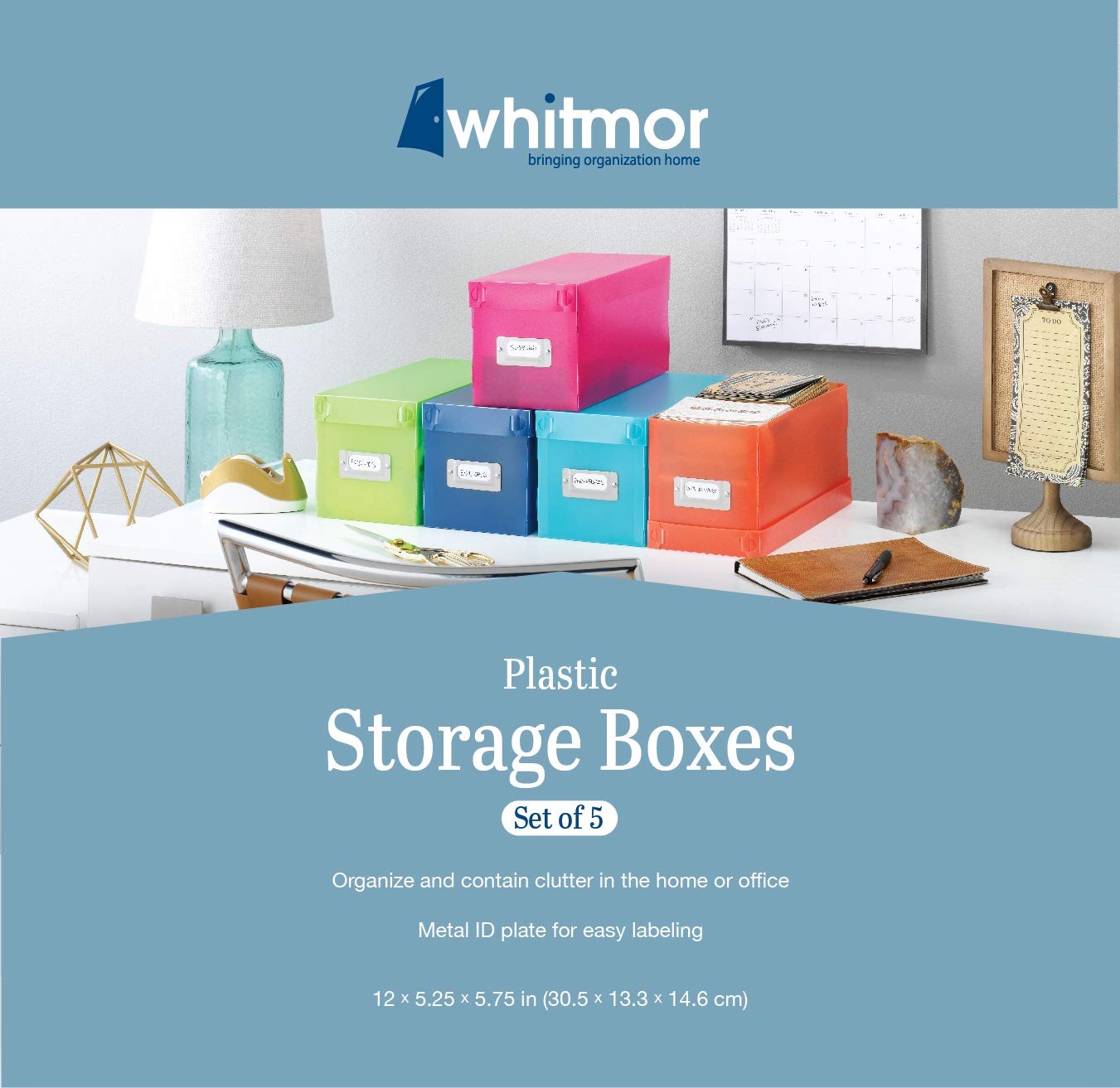 Whitmor 6754-373-5 Plastic CD Boxes Set 12.0 L x 5.25 W x 5.75 H, Multicolor