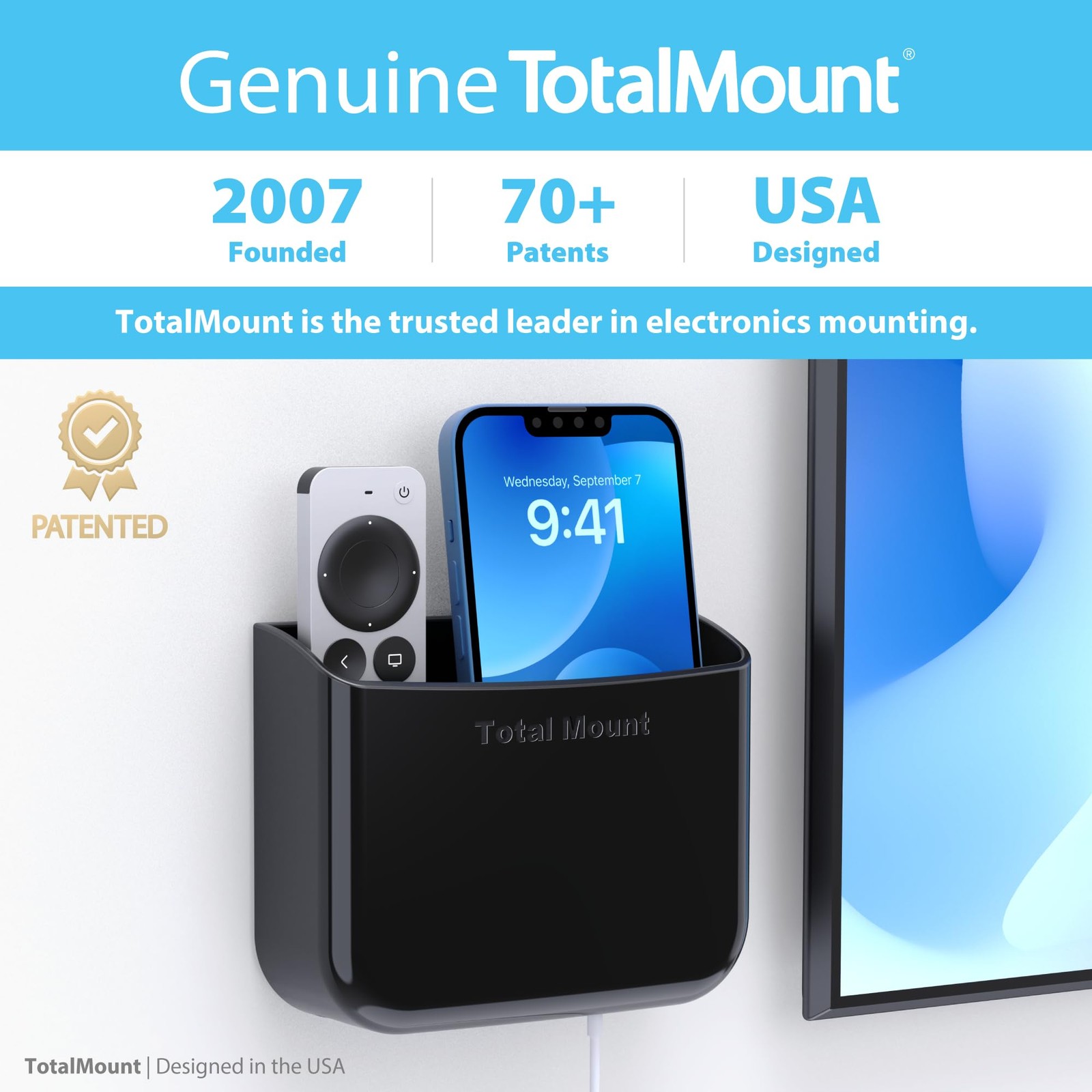 1 PCS Black HoleFree Adhesive Remote Control Wall Mount Holder Organizer Rack