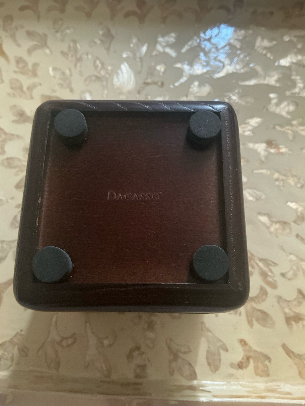 Dacasso Rosewood and Leather Pencil Cup Holder Organizer Executive Office Brown