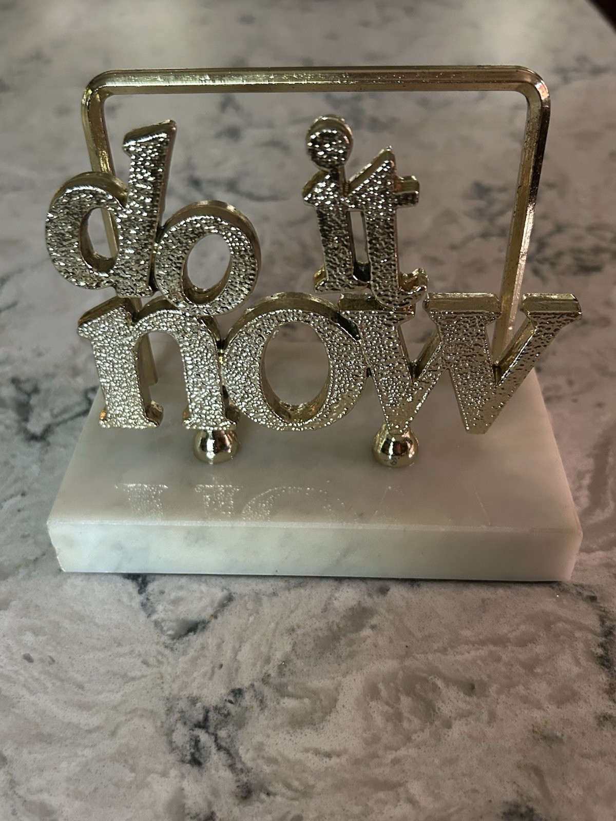 Vintage Letter Holder DO IT NOW Marble Base Italy MCM Office Desk Organizer