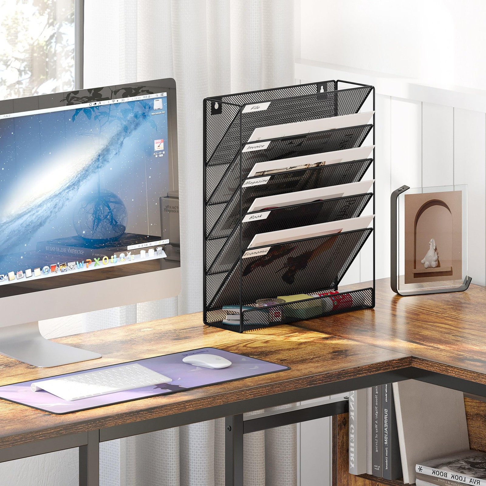 EasyPAG 5 Tier Wall File Holder, Mesh Hanging 12.75 x 4.1 x 16 inch, Black