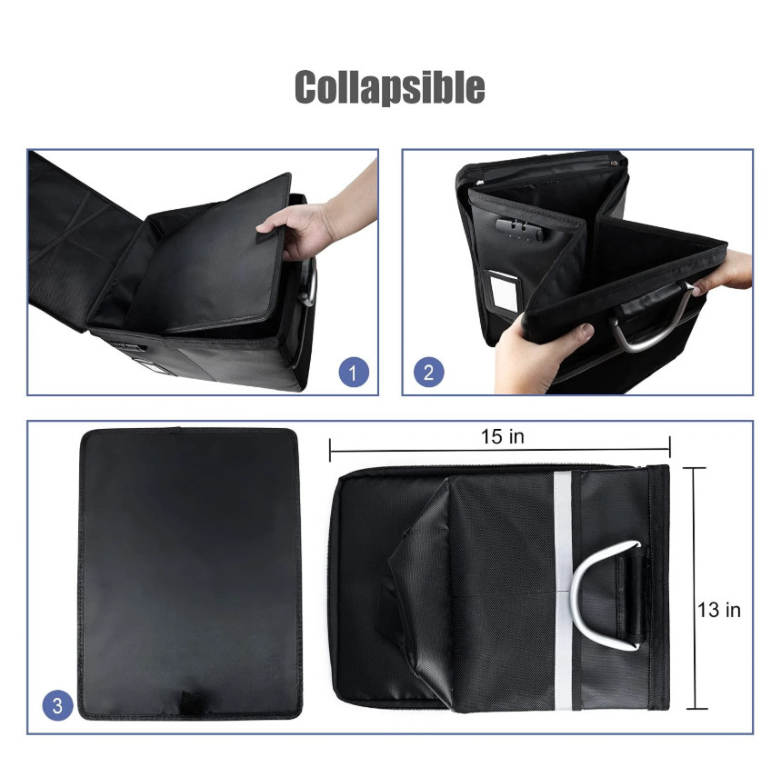 Fireproof Document File Organizer Box, 16.1 x 12.9 x 11 inches, Black-Box