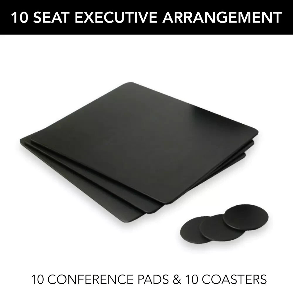 10 Seat Leather Executive Arrangement (Black) 20 Piece Conference Room Set