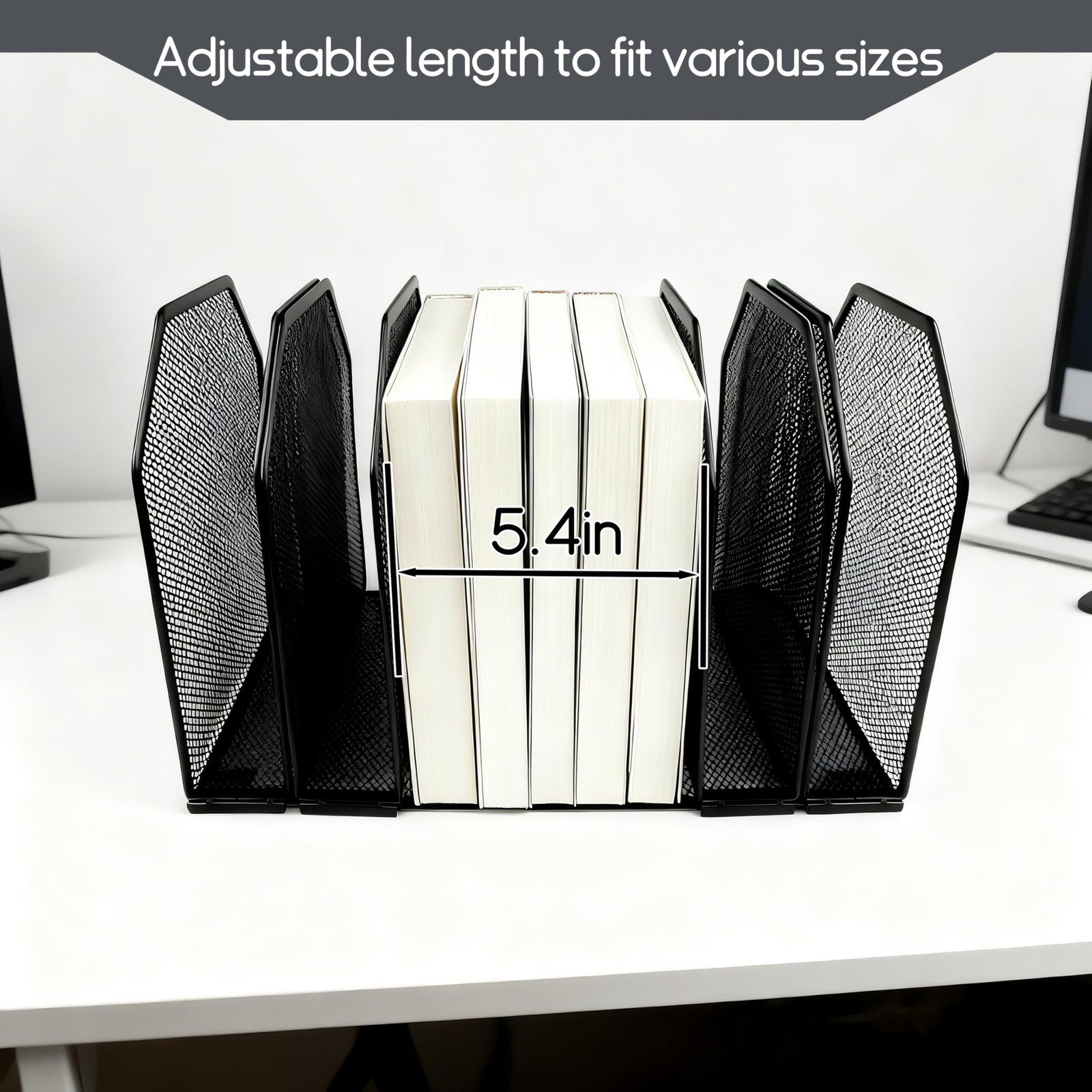 7Grid Adjustable Desk File Organizer Detachable Vertical Iron Holder Black