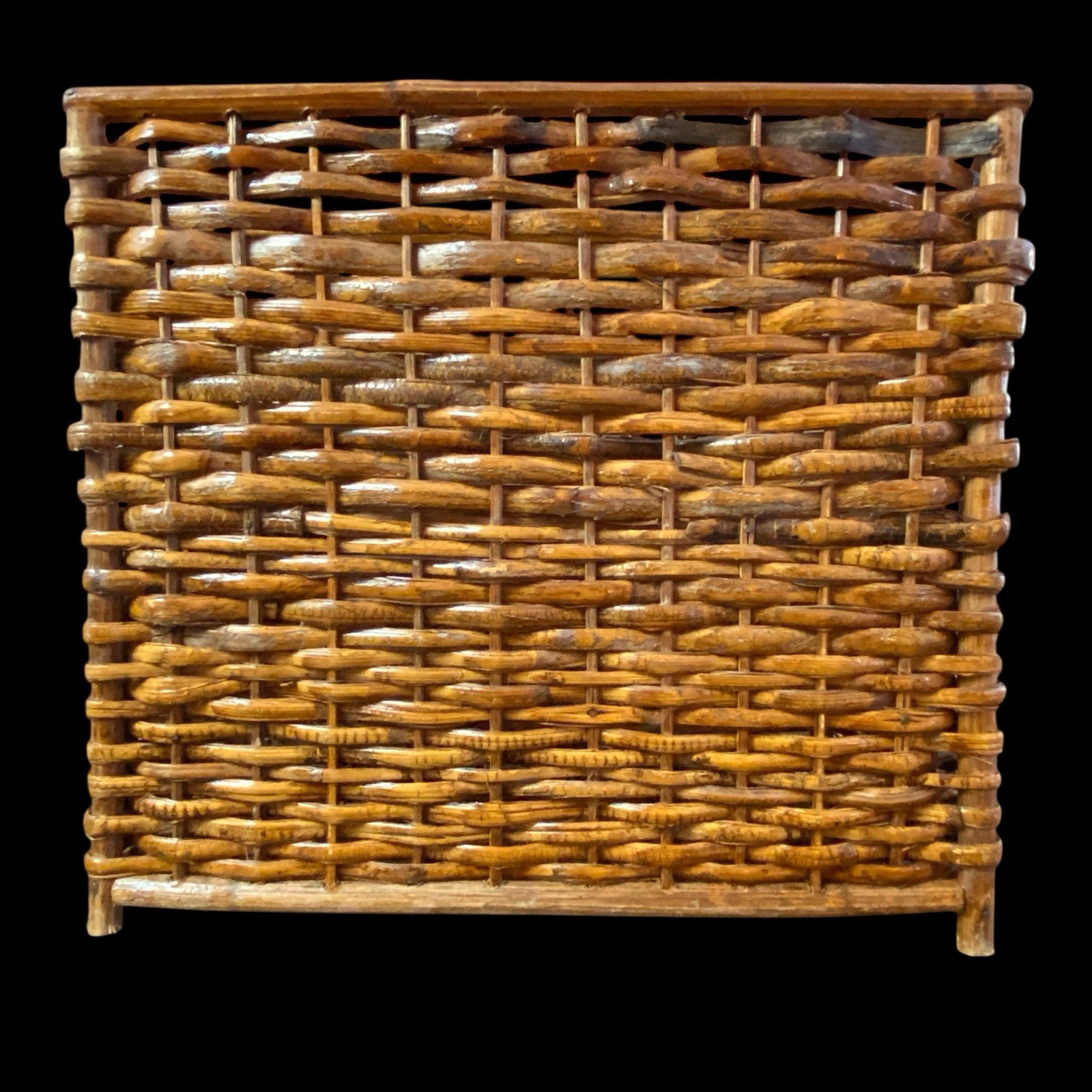 Vintage Wicker Rattan Desk Organizer Woven Shelf Office File Letter Holder READ