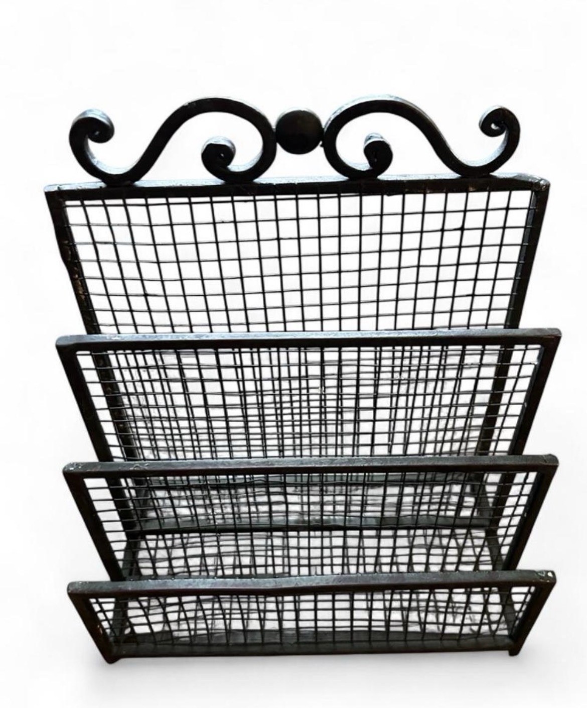 Black Metal Wire Mesh 3-Tier Letter Mail File Desktop Organizer Rack 7”x6”