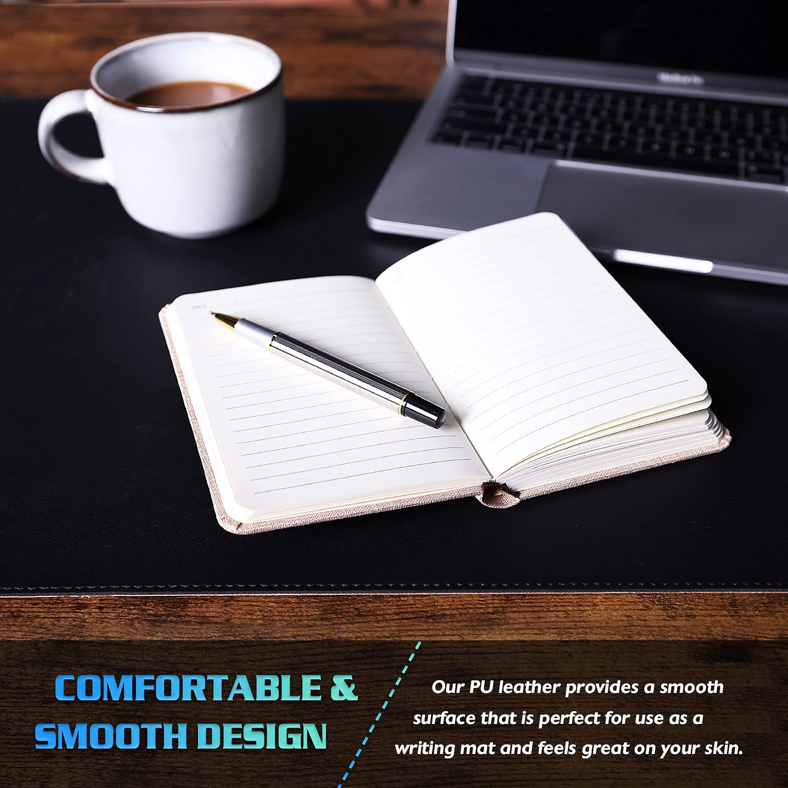 K KNODEL Desk Mat, Blotter, Dual-Sided Office 23.6″ x 13.8″, Black/Black