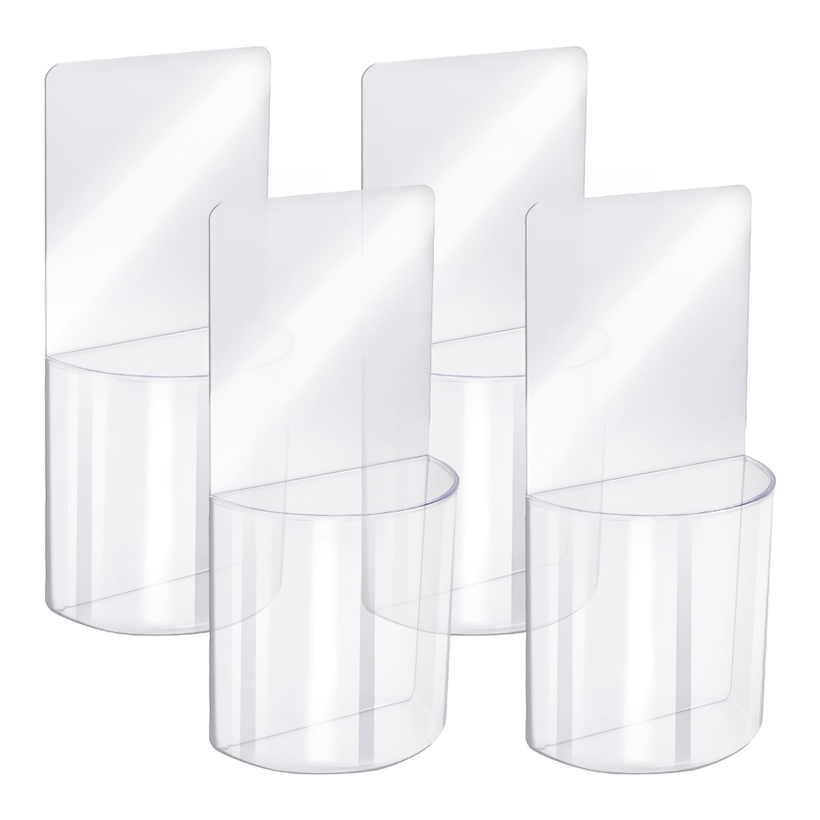 4 PCS Remote Control Holder, Wall Mount Self-Adhesive Transparent Media clear